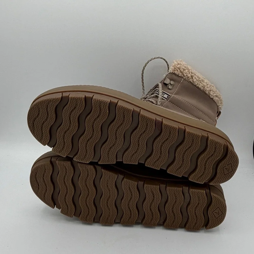 Sperry Top Sider Women's Waterproof Insulated Boots Tan‎ Fleece Lined Lace Up